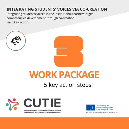 CUTIE Project EU wants to hear directly from students. 📣 #europeanstudents 

WORK PACKAGE 3 Integrating students’ voices...